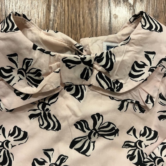 Janie and Jack Bow Print Top Size 3 NWOT Pink Black - Picture 2 of 5
